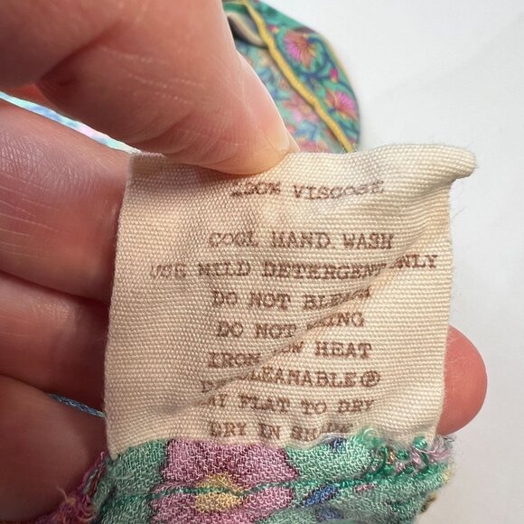 SPELL Folk Town Boho Midi Dress Turquoise Floral Long Sleeve RARE Small - Picture 16 of 16